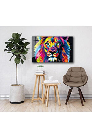 Renkli Aslan Cam Tablo 4mm Dayanıklı Temperli Cam