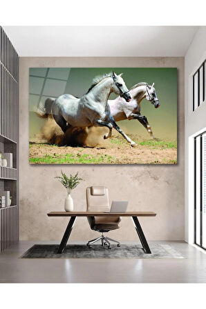 Atlar Cam Tablo, Ev Ofis Salon Hediyelik Duvar Dekoru