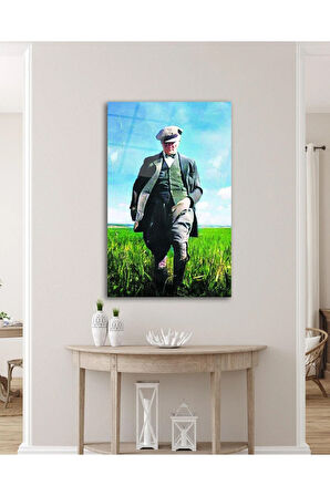 Atatürk Portre Cam Tablo Modern Ev Ofis Salon Hediyelik Büyük Tablo Duvar Dekoru
