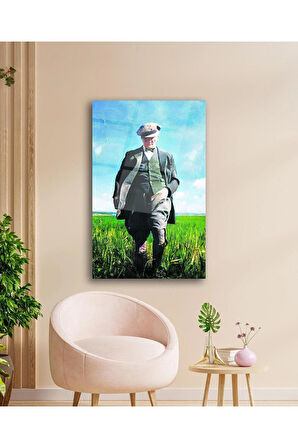 Atatürk Portre Cam Tablo Modern Ev Ofis Salon Hediyelik Büyük Tablo Duvar Dekoru