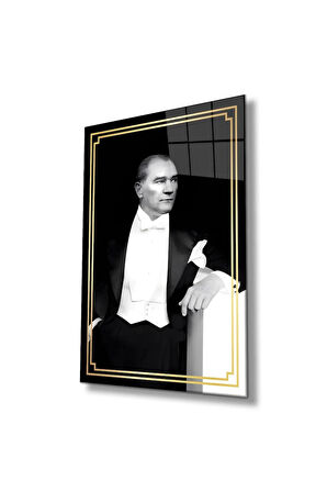Atatürk Portre Cam Tablo Modern Ev Ofis Salon Hediyelik Büyük Tablo Duvar Dekoru