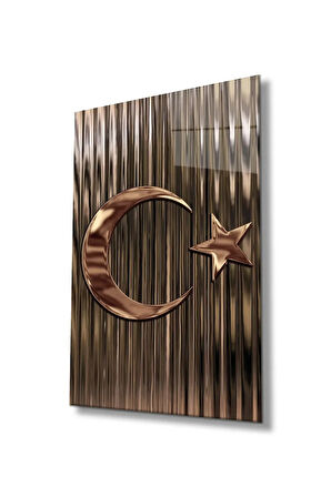 Türk Bayrağı Bayrak Cam Tablo Modern Ev Ofis Salon Hediyelik Büyük Tablo Duvar Dekoru