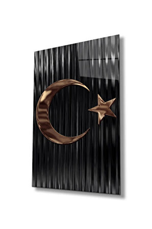 Türk Bayrağı Cam Tablo Modern Ev Ofis Salon Hediyelik Büyük Tablo Duvar Dekoru