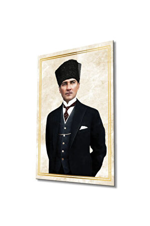 Atatürk Portre Cam Tablo Modern Ev Ofis Salon Hediyelik Büyük Tablo Duvar Dekoru