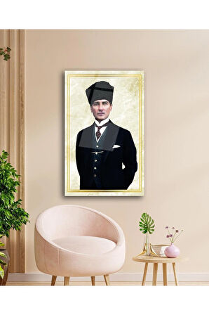 Atatürk Portre Cam Tablo Modern Ev Ofis Salon Hediyelik Büyük Tablo Duvar Dekoru