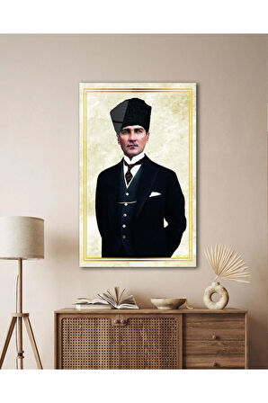 Atatürk Portre Cam Tablo Modern Ev Ofis Salon Hediyelik Büyük Tablo Duvar Dekoru