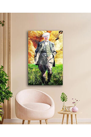 Atatürk Portre Cam Tablo Modern Ev Ofis Salon Hediyelik Büyük Tablo Duvar Dekoru