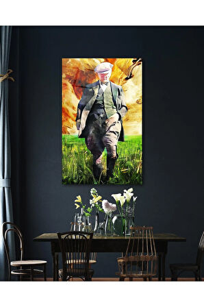 Atatürk Portre Cam Tablo Modern Ev Ofis Salon Hediyelik Büyük Tablo Duvar Dekoru