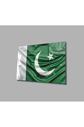 Pakistan Bayrağı Cam Tablo 4mm Dayanıklı Temperli Cam, Pakistan Flag Glass Wall Art