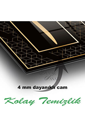 Elif Dini İsami Dikey Cam Tablo, Modern İş Ev Ofis Salon Dekoru , Hediyelik Duvar Dekoru