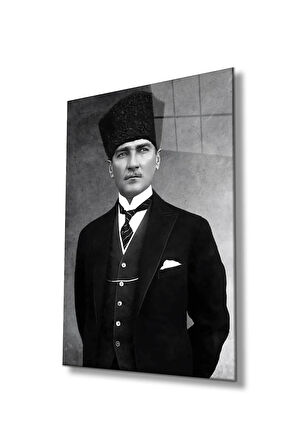 Atatürk Portre Cam Tablo Modern Ev Ofis Salon Hediyelik Büyük Tablo Duvar Dekoru