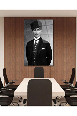 Atatürk Portre Cam Tablo Modern Ev Ofis Salon Hediyelik Büyük Tablo Duvar Dekoru