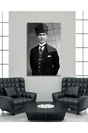 Atatürk Portre Cam Tablo Modern Ev Ofis Salon Hediyelik Büyük Tablo Duvar Dekoru