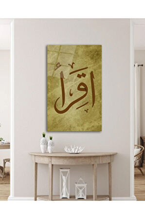 İkra Oku Hat Sanatı Cam Tablo İslami Dini Modern Ev Ofis Salon Hediyelik Büyük Tablo Duvar Dekoru