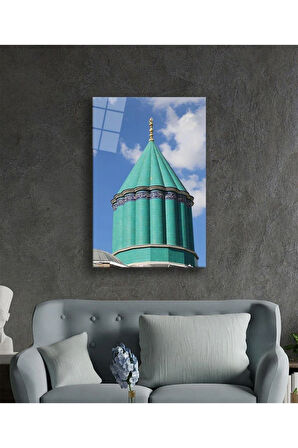 Kubbe Dini İslami Duvar Dekoru Kaligrafi Cam Tablo 4mm Dayanıklı Temperli Cam