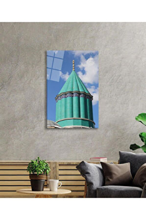 Kubbe Dini İslami Duvar Dekoru Kaligrafi Cam Tablo 4mm Dayanıklı Temperli Cam