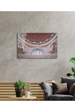 Cami Motif Dini İslami Duvar Dekoru Cam Tablo 4mm Dayanıklı Temperli Cam