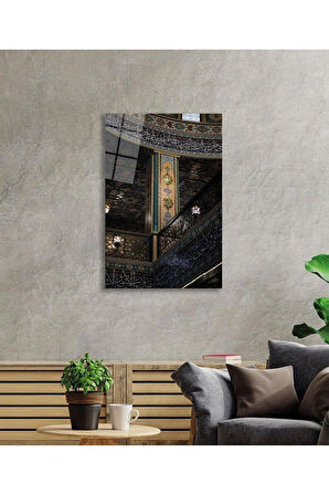 İslami Kaligrafi Motif Cam Tablo 4mm Dayanıklı Temperli Cam