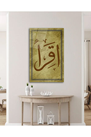 İkra Oku Hat Sanatı Cam Tablo İslami Dini Modern Ev Ofis Salon Hediyelik Büyük Tablo Duvar Dekoru