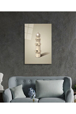 İslami Minare Cam Tablo 4mm Dayanıklı Temperli Cam