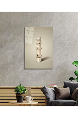 İslami Minare Cam Tablo 4mm Dayanıklı Temperli Cam