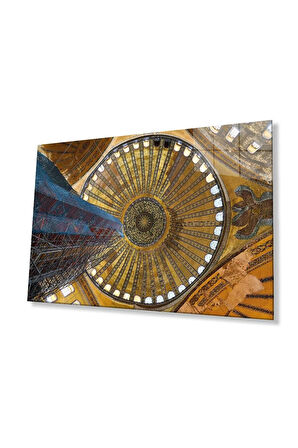 Cami Kubbe Dini İslami Duvar Dekoru Kaligrafi Cam Tablo 4mm Dayanıklı Temperli Cam