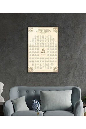 Esmaül Hüsna Allah'ın İsimleri Sıfatları Dini İslami Duvar Dekoru Cam Tablo 4mm Dayanıklı Temperli