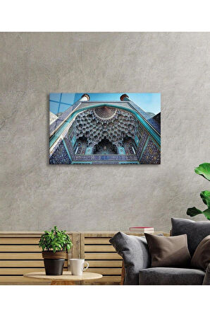 Cami Kubbe Dini İslami Duvar Dekoru Kaligrafi Cam Tablo 4mm Dayanıklı Temperli Cam