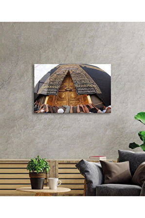 Kabe Kapısı Dini İslami Duvar Dekoru Kaligrafi Cam Tablo 4mm Dayanıklı Temperli Cam