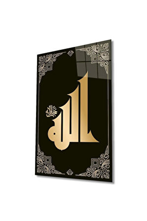 Allah Lafzı Cam Tablo İslami Dini Modern Ev Ofis Salon Hediyelik Büyük Tablo Duvar Dekoru