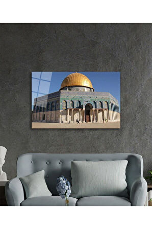 Kubbet'üs Sahra Dini Cam Tablo 4mm Dayanıklı Temperli Cam