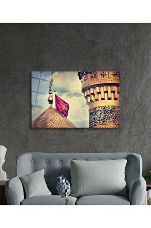 Cami Kubbe Dini İslami Duvar Dekoru Kaligrafi Cam Tablo 4mm Dayanıklı Temperli Cam