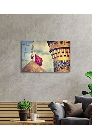 Cami Kubbe Dini İslami Duvar Dekoru Kaligrafi Cam Tablo 4mm Dayanıklı Temperli Cam