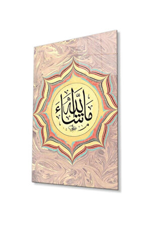 Maşallah Dini Duvar Dekoru Cam Tablo 4mm Dayanıklı Temperli Cam