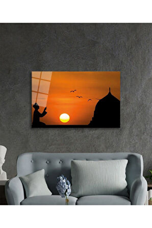 Gün Batımı Dua Dini Duvar Dekoru Cam Tablo 4mm Dayanıklı Temperli Cam