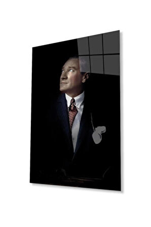 Atatürk Cam Tablo 4mm Dayanıklı Temperli Cam, Atatürk Glass Wall Art