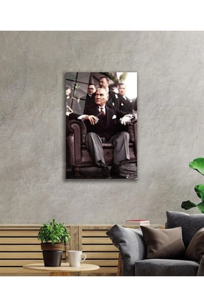 Atatürk Cam Tablo 4mm Dayanıklı Temperli Cam, Atatürk Glass Wall Art
