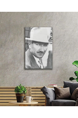 Atatürk Cam Tablo 4mm Dayanıklı Temperli Cam, Atatürk Glass Wall Art