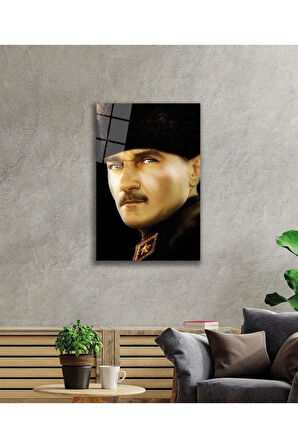 Atatürk Cam Tablo 4mm Dayanıklı Temperli Cam, Atatürk Glass Wall Art