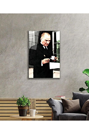 Atatürk Cam Tablo 4mm Dayanıklı Temperli Cam, Atatürk Glass Wall Art