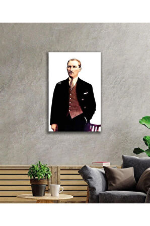 Atatürk Cam Tablo 4mm Dayanıklı Temperli Cam, Atatürk Glass Wall Art