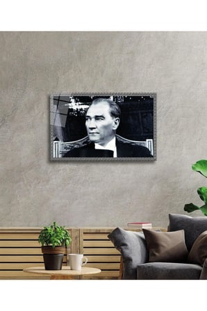 Atatürk Cam Tablo 4mm Dayanıklı Temperli Cam, Atatürk Glass Wall Art