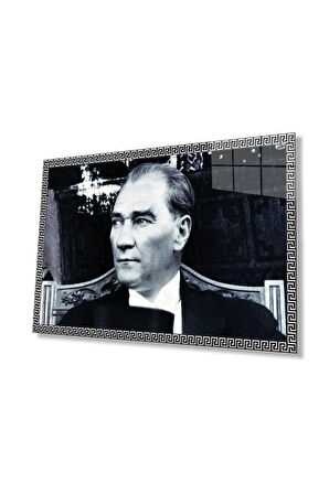 Atatürk Cam Tablo 4mm Dayanıklı Temperli Cam, Atatürk Glass Wall Art