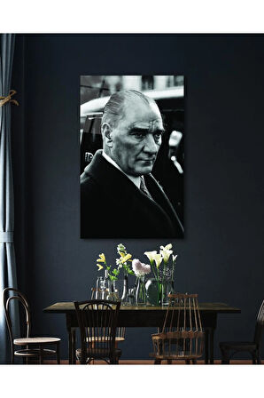 Atatürk Portre Cam Tablo Modern Ev Ofis Salon Hediyelik Büyük Tablo Duvar Dekoru