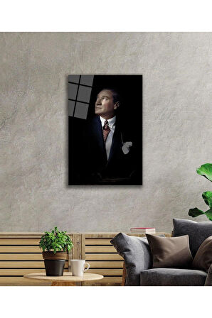 Atatürk Cam Tablo 4mm Dayanıklı Temperli Cam, Atatürk Glass Wall Art