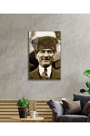 Atatürk Cam Tablo 4mm Dayanıklı Temperli Cam, Atatürk Glass Wall Art