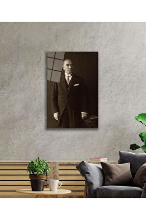 Atatürk Cam Tablo 4mm Dayanıklı Temperli Cam, Atatürk Glass Wall Art