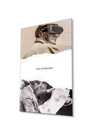 Atatürk Cam Tablo 4mm Dayanıklı Temperli Cam, Atatürk Glass Wall Art