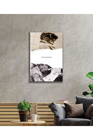 Atatürk Cam Tablo 4mm Dayanıklı Temperli Cam, Atatürk Glass Wall Art