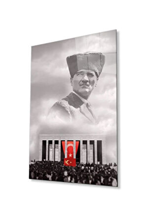Atatürk Cam Tablo 4mm Dayanıklı Temperli Cam, Atatürk Glass Wall Art